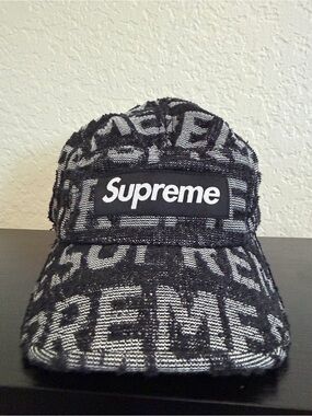 Supreme Black & White Jacquard Logo Cap
